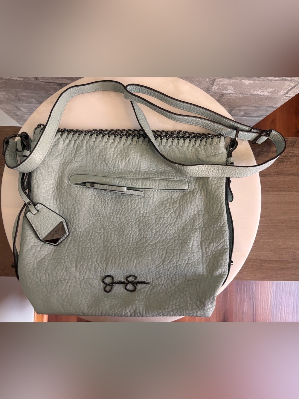 Jessica Simpson Mint Green Shoulder Bag with Chain Trim